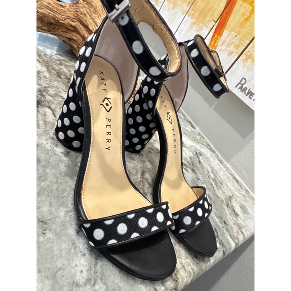 Katy Perry The Clara heeled sandals in a black and white polka dot‎ pattern - Picture 2 of 10